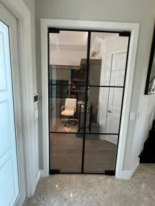 High-quality glass and mirror sliding door for elegant interior design.