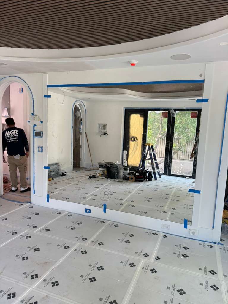High-quality mirrors and glass installation at a modern interior project.