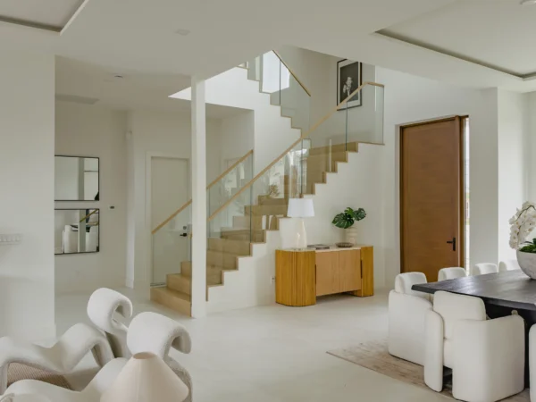 Staircase and Glass Railing | SW 14th Place Residence